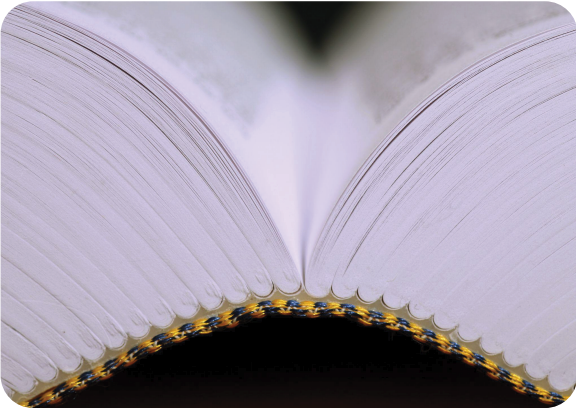 A close- up photograph of a book block.