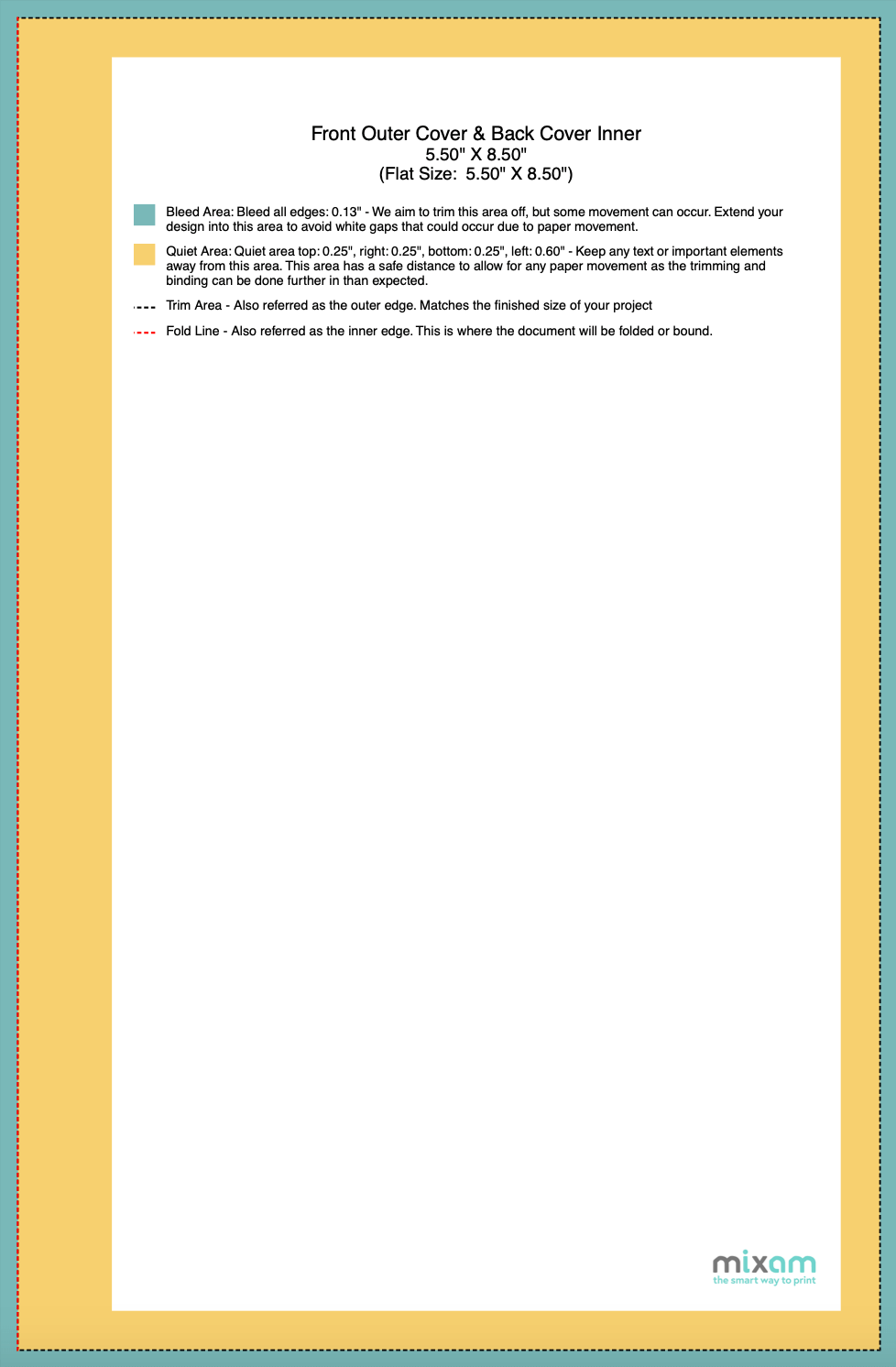 A wire-o binding template with guidelines