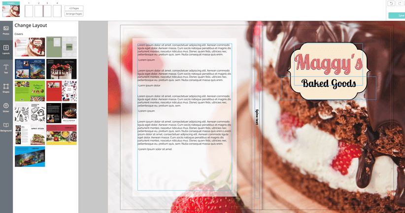A design layout in the Design Online tool