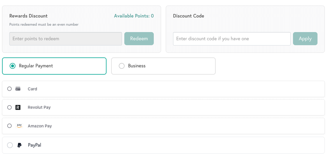 An overview of Mixam's payment tab