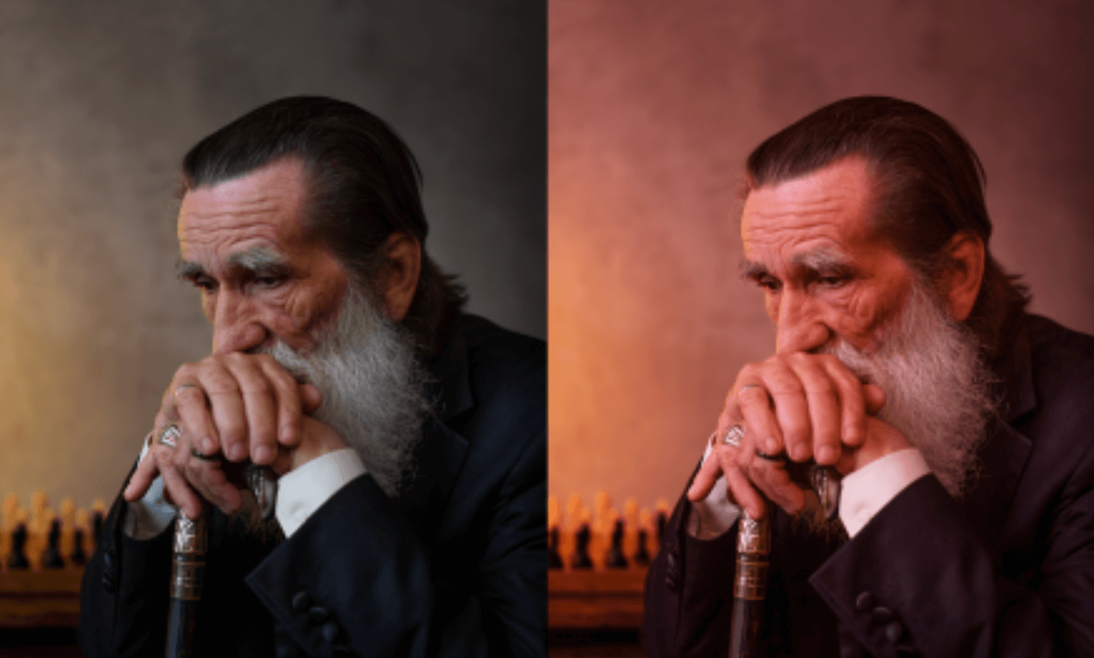 Image with and without color cast in printing