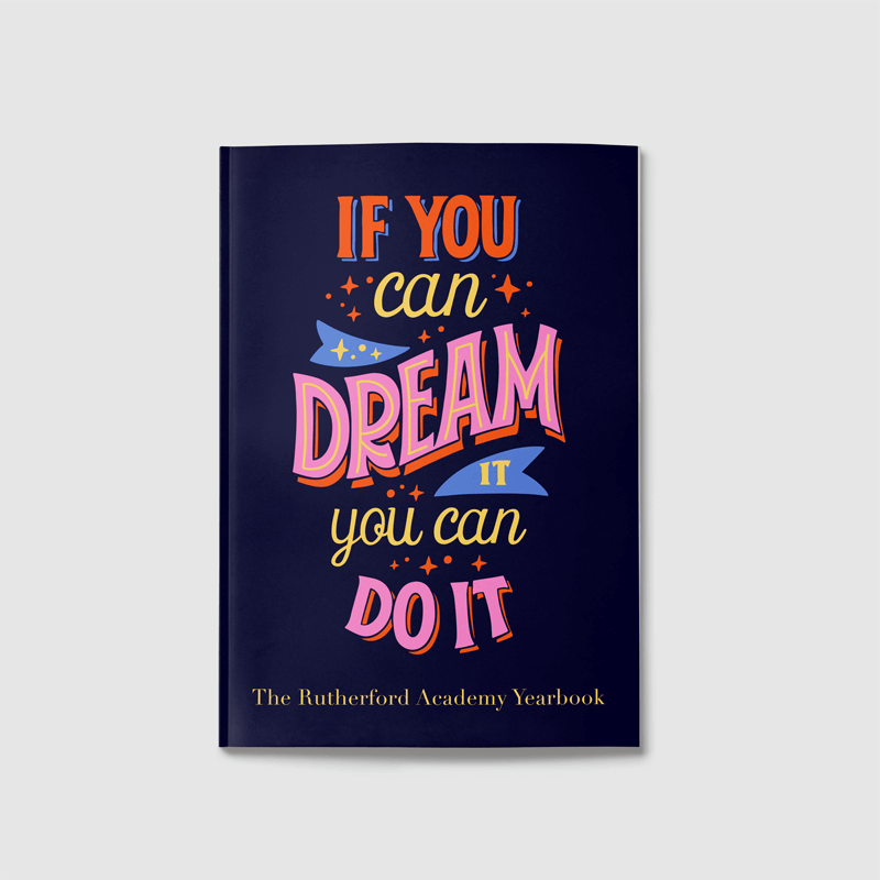 A paperback yearbook showcasing a stylish cover and elegant layout.