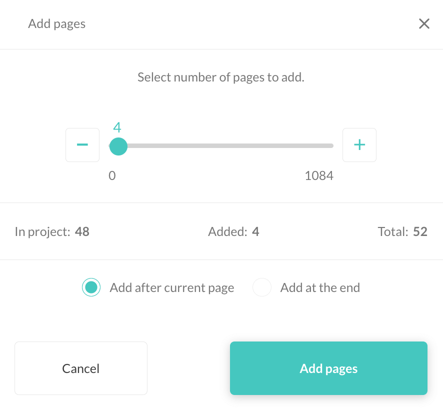 Add pages box in photo editor tool