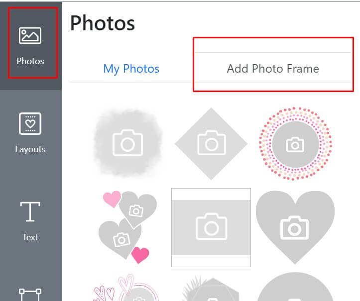 Add Photo Frame button