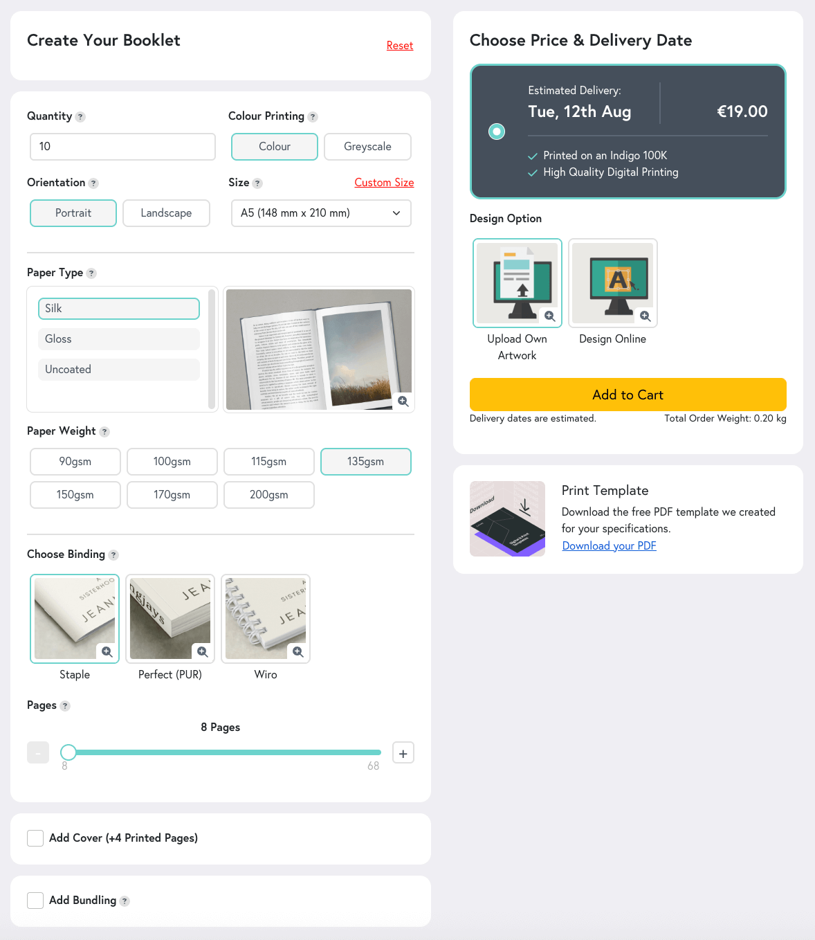 An overview of Mixam's Instant Quote Calculator for booklets