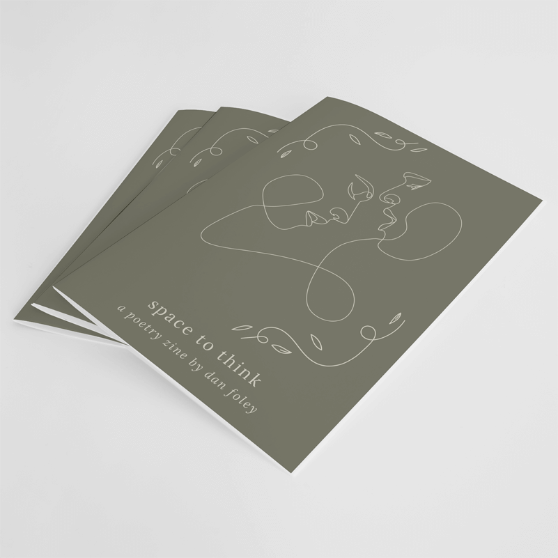 Example of a poetry zine with saddle-stitch binding.