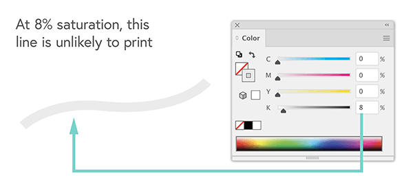 A grey line with 8% ink saturation