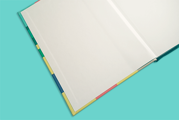 White endpapers in a hardcover book